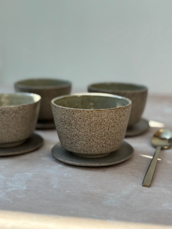 Cup grey/ light blue 130ml with saucer