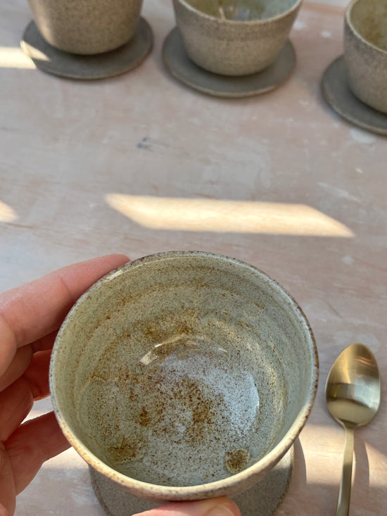 Cup grey/ light blue 130ml with saucer