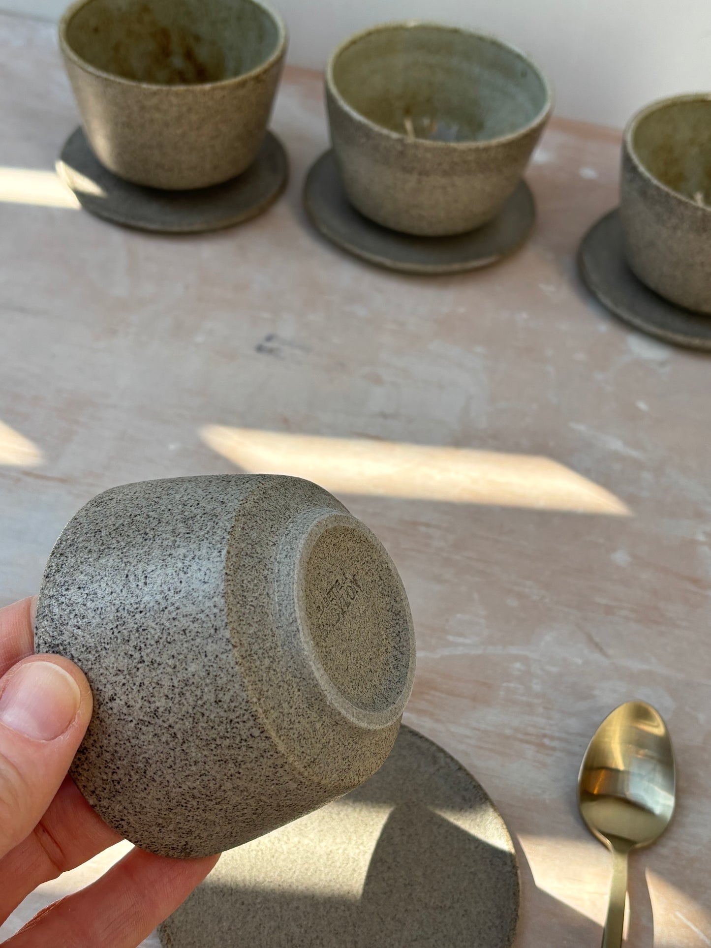 Cup grey/ light blue 130ml with saucer