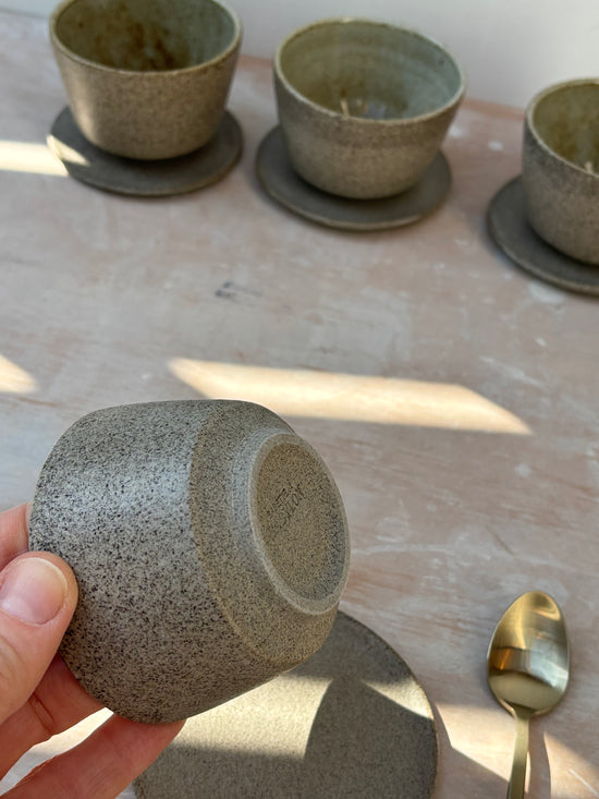 Cup grey/ light blue 130ml with saucer