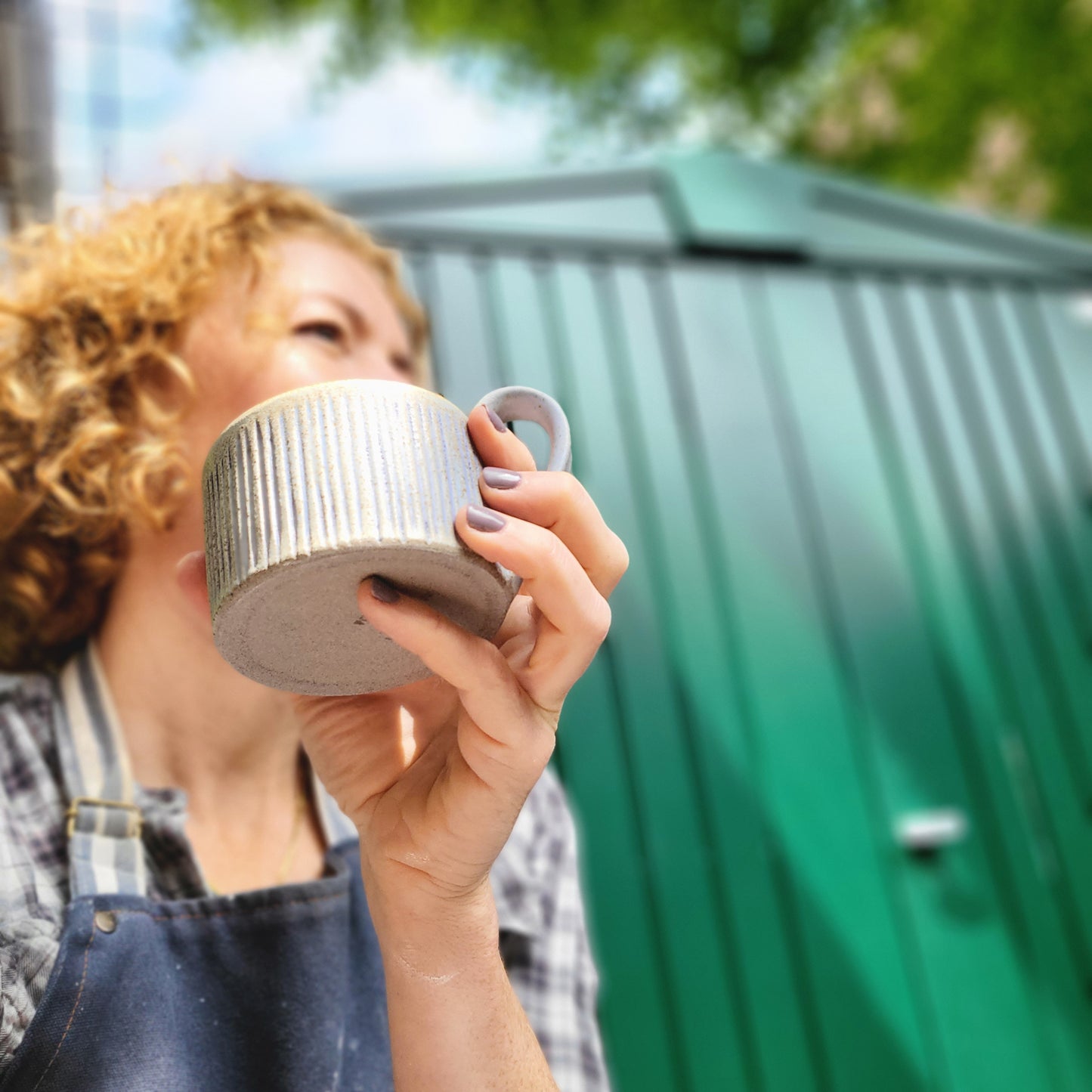 Cup with blue stripes